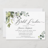 Elegante Eucalyptus Groene Bruiloftslunch Kaart (Voorkant)