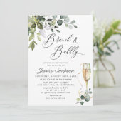 Elegante Eucalyptus Groene Brunch & Mousserende Wi Kaart (Staand voorkant)