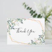 Elegante Eucalyptus Groene Goud Bedankkaart (Staand voorkant)