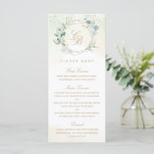 Elegante Eucalyptus Groene Goud Geometrische Trouw Menu (Staand voorkant)
