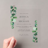 Elegante Eucalyptus Groene Huwelijk Acryl Uitnodigingen (Insitu (Draagbaar))