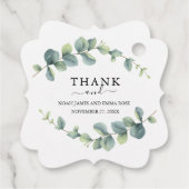 Elegante Eucalyptus Groene Huwelijk Bedankjes Labels (Achterkant)