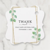 Elegante Eucalyptus Groene Huwelijk Bedankjes Labels (Achterkant)