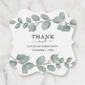 Elegante Eucalyptus Groene Huwelijk Bedankjes Labels (Achterkant)