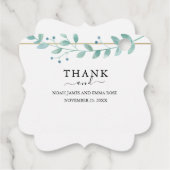 Elegante Eucalyptus Groene Huwelijk Bedankjes Labels (Achterkant)