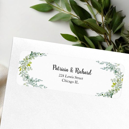 Elegante Eucalyptus Groene Huwelijk Etiket