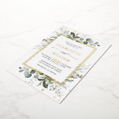 Elegante Eucalyptus Groene Huwelijk Goud Folie Uitnodiging (Gedraaid)