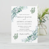 Elegante Eucalyptus Groene Huwelijk Kaart (Staand voorkant)