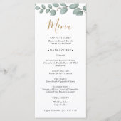 Elegante Eucalyptus Groene Huwelijk Menu (Voorkant)