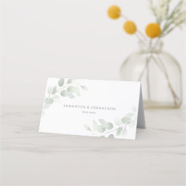 Elegante Eucalyptus Groene Huwelijk Plaatskaartje