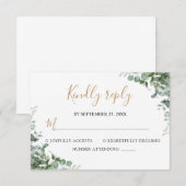 Elegante Eucalyptus Groene Huwelijk RSVP Kaartje (Voorkant / Achterkant)