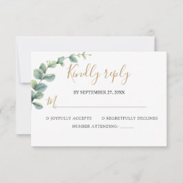 Elegante Eucalyptus Groene Huwelijk RSVP Kaartje