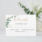Elegante Eucalyptus Groene Huwelijk RSVP Kaartje (Staand voorkant)