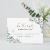 Elegante Eucalyptus Groene Huwelijk RSVP Kaartje (Staand voorkant)