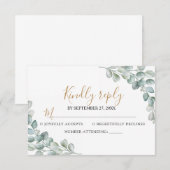 Elegante Eucalyptus Groene Huwelijk RSVP Kaartje (Voorkant / Achterkant)