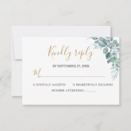 Elegante Eucalyptus Groene Huwelijk RSVP Kaartje