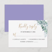 Elegante Eucalyptus Groene Huwelijk RSVP Kaartje (Voorkant / Achterkant)