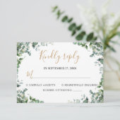 Elegante Eucalyptus Groene Huwelijk RSVP Kaartje (Staand voorkant)