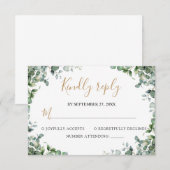 Elegante Eucalyptus Groene Huwelijk RSVP Kaartje (Voorkant / Achterkant)