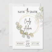 Elegante Eucalyptus Groene Huwelijk Save The Date (Voorkant)