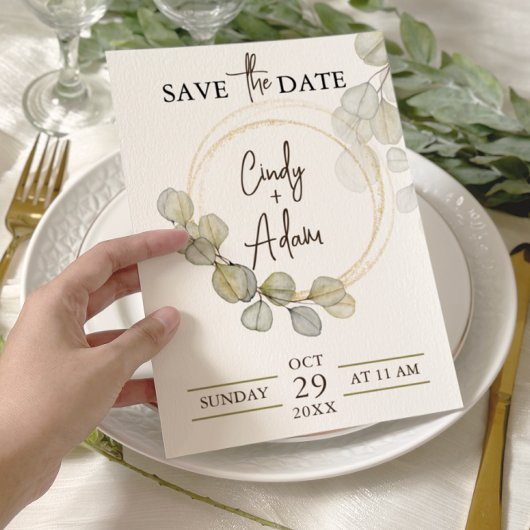 Elegante Eucalyptus Groene Huwelijk Save The Date