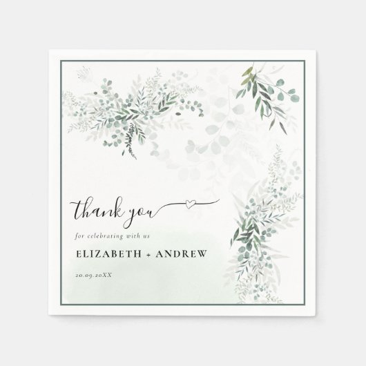 Elegante Eucalyptus Groene Huwelijk Servet (Voorkant)