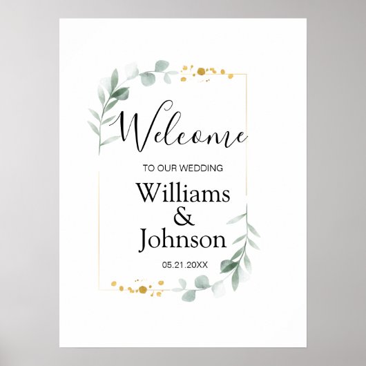 Elegante eucalyptus groene huwelijks poster (Voorkant)