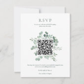 Elegante Eucalyptus Groene Huwelijks-QR-code RSVP Kaart (Voorkant)