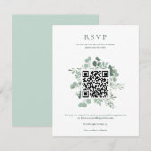Elegante Eucalyptus Groene Huwelijks QR Code RSVP Kaart (Voorkant / Achterkant)