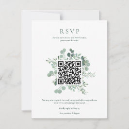Elegante Eucalyptus Groene Huwelijks QR Code RSVP Kaart
