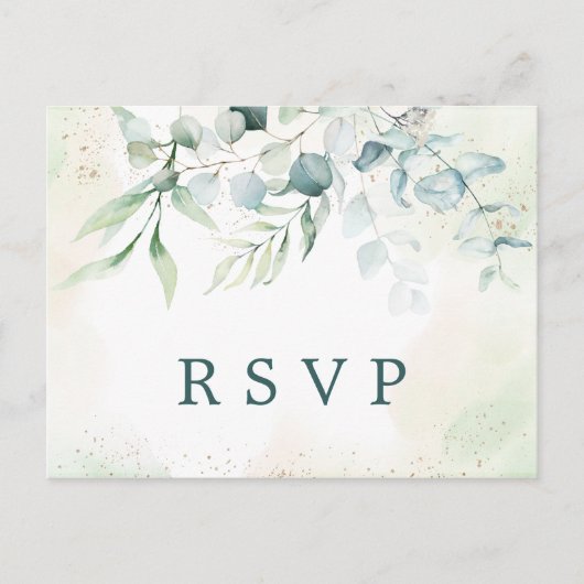 Elegante Eucalyptus Groene Huwelijks RSVP Uitnodiging Briefkaart (Voorkant)