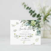 Elegante Eucalyptus Groene Huwelijksdatum Bewaren (Staand voorkant)