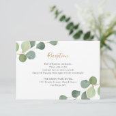 Elegante Eucalyptus Groene Huwelijksreceptie Informatiekaartje (Staand voorkant)