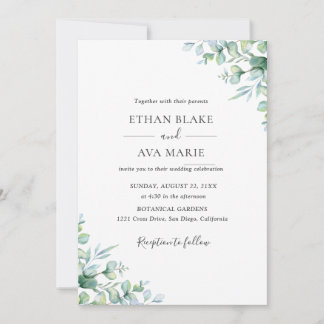 Elegante Eucalyptus Groene Huwelijksuitnodiging Kaart