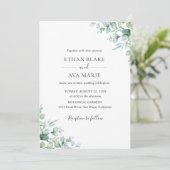 Elegante Eucalyptus Groene Huwelijksuitnodiging Kaart (Staand voorkant)
