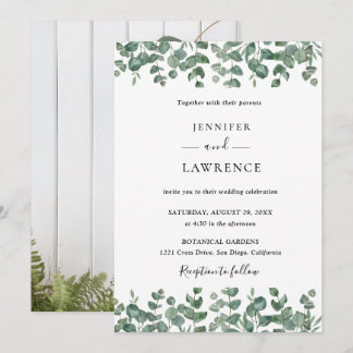Elegante Eucalyptus Groene Huwelijksuitnodiging Kaart