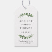 Elegante Eucalyptus Groene Initialen Trouwgunst Cadeaulabel (Voorkant)