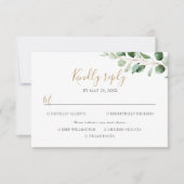 Elegante Eucalyptus Groene Maaltijd Opties RSVP Kaartje (Voorkant)