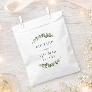 Elegante Eucalyptus Groene Monogram Bruiloft Bedankzakje