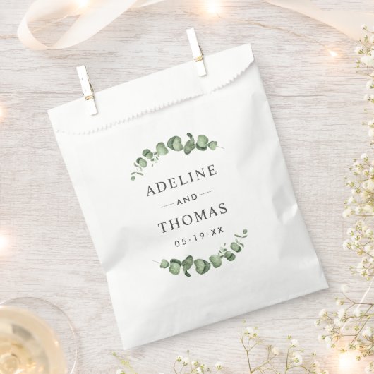 Elegante Eucalyptus Groene Monogram Bruiloft Bedankzakje (Geknipt)
