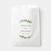 Elegante Eucalyptus Groene Monogram Bruiloft Bedankzakje (Voorkant)