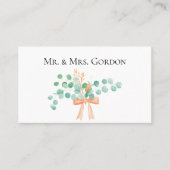 Elegante Eucalyptus Groene Perzik Bloemen Escort K Plaatskaartje (Voorkant)