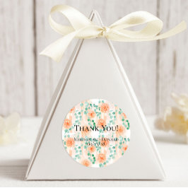 Elegante Eucalyptus Groene Perzik Bloemen Ronde Sticker