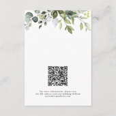 Elegante Eucalyptus Groene QR Code Huwelijk Informatiekaartje (Achterkant)