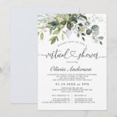 Elegante Eucalyptus Groene virtuele Bruidsdouche Kaart (Voorkant / Achterkant)