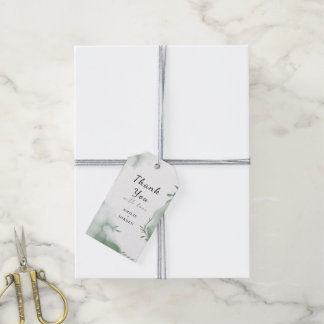 Elegante Eucalyptus Groene Waterverf Trouw Cadeaulabel