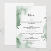 Elegante Eucalyptus Groene Waterverf Trouw Menu (Voorkant / Achterkant)