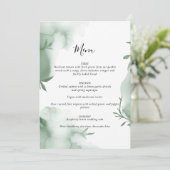 Elegante Eucalyptus Groene Waterverf Trouw Menu (Staand voorkant)