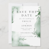 Elegante Eucalyptus Groene Waterverf Trouw Save The Date (Voorkant)