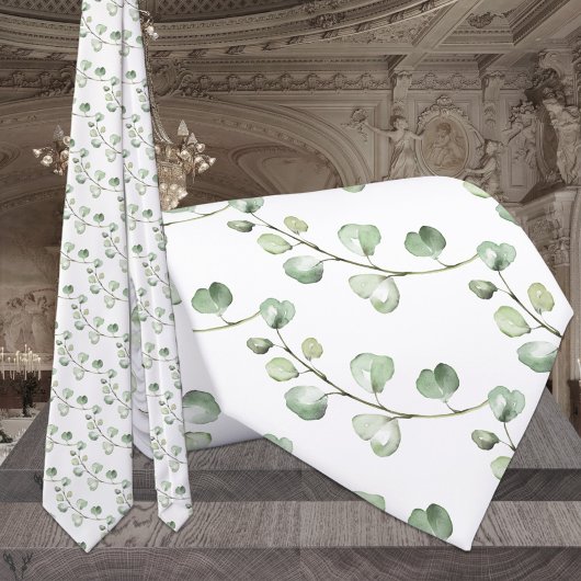 Elegante Eucalyptus Groenelementen & Witte Trouw Stropdas